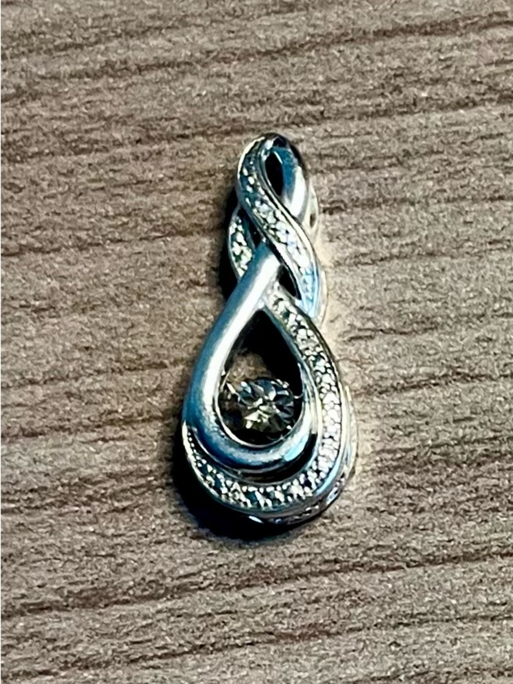 Silver Infinity Teardrop Pendant with Clear Crystal